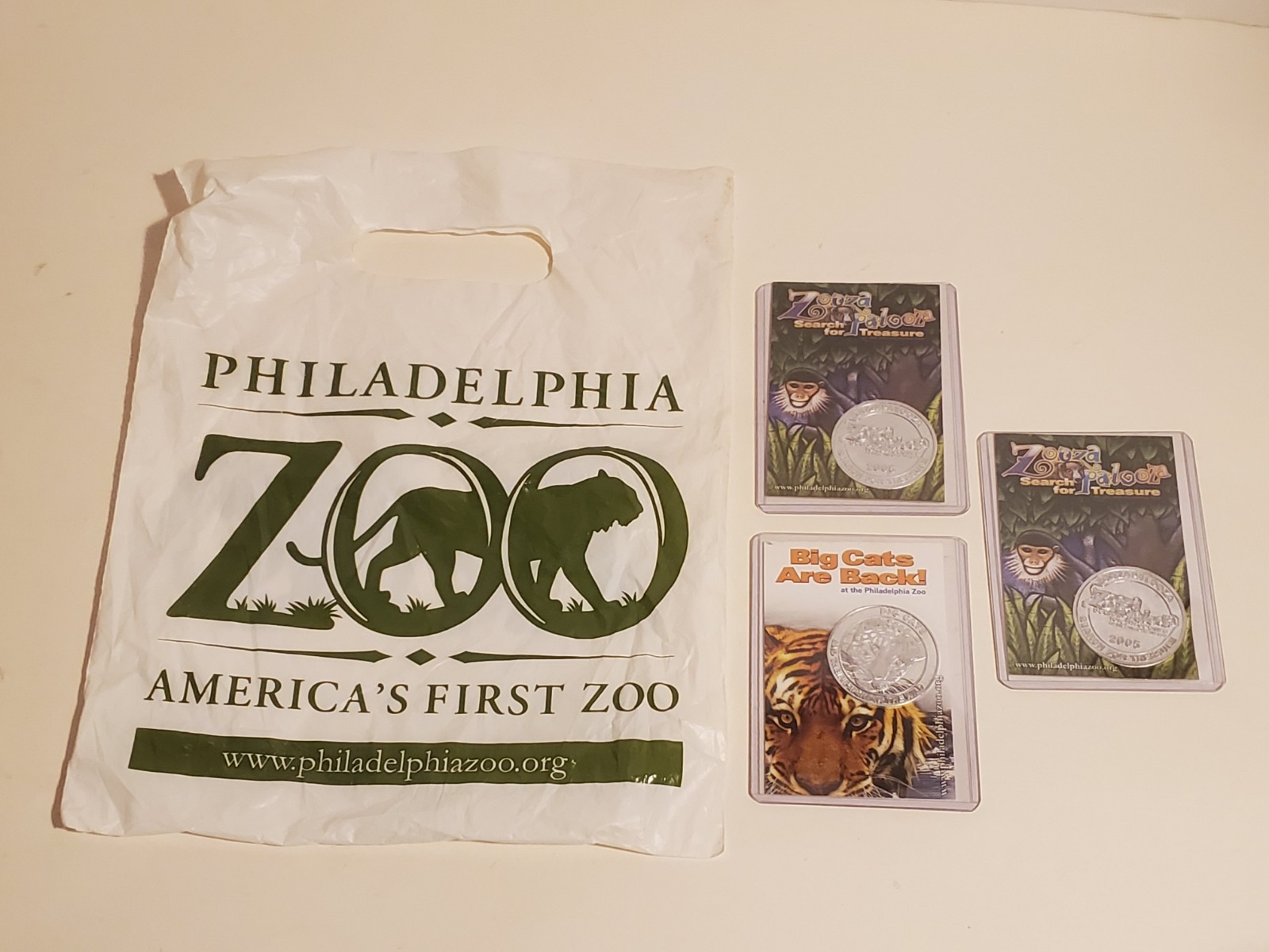 PHILADELPHIA ZOO 2006 BIG CATS COIN & 2 2005 ZOOZA-PALOOZA COLLECTOR COINS