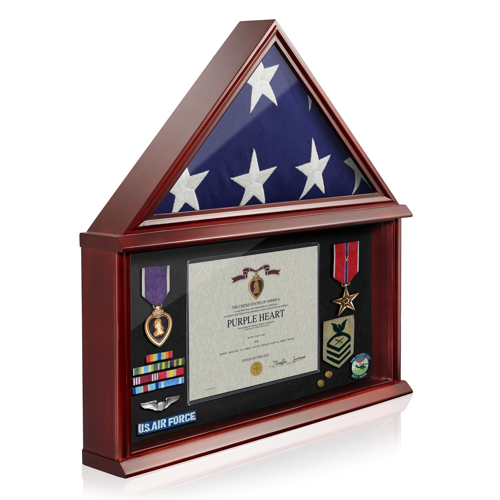 Shadow Box Flag Display Case Certificate Holder, 5' x 9' Funeral Memorial Flag