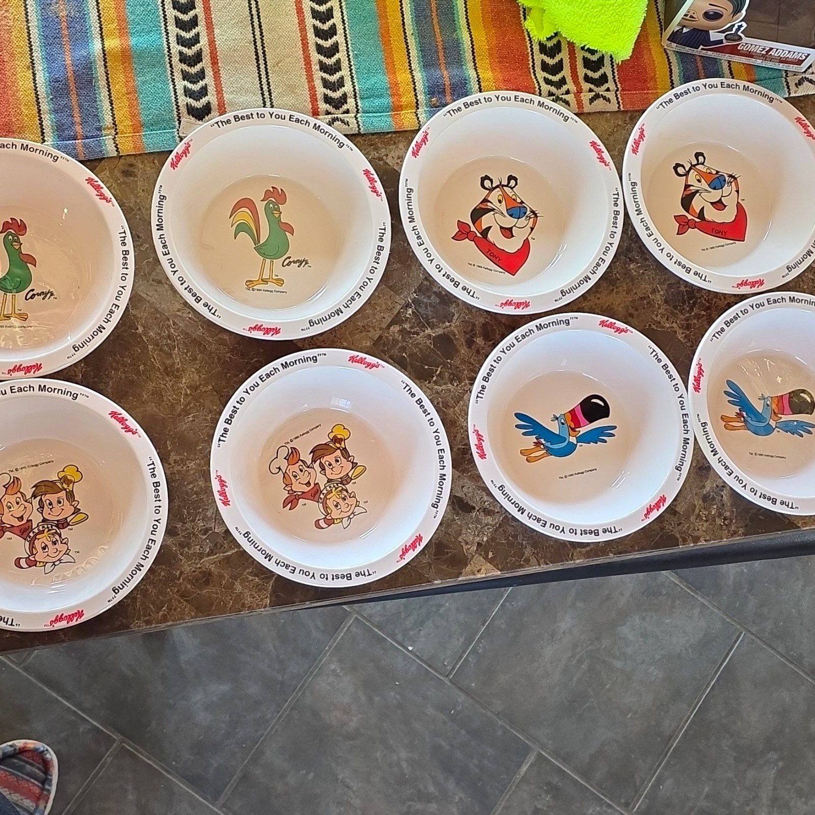 Kellogg\'s 1995 Cereal Character Promo Bowl Lot of 8 Tony Toucan Snap Crackle Pop