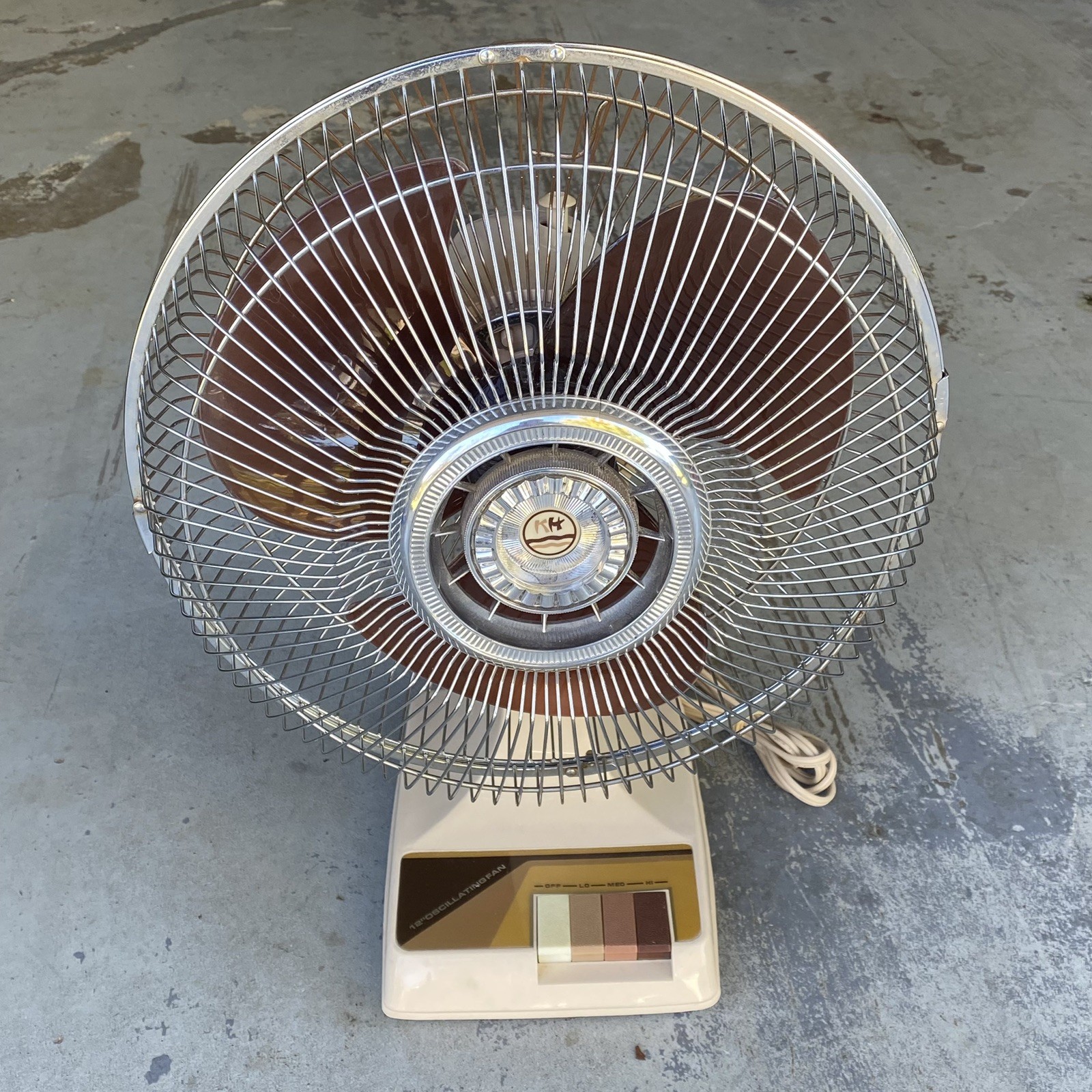 Vintage 12” Oscillating Fan 3 Speed Amber Brown Blades KH-203 1980s TESTED Retro