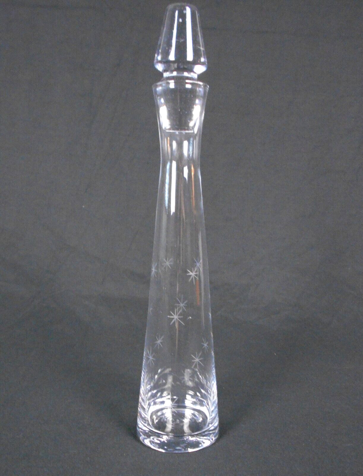 vintage Art Deco etched star round Liqueur cut glass decanter 13 \ vintage Art Deco etched star round Liqueur cut glass decanter 13 \