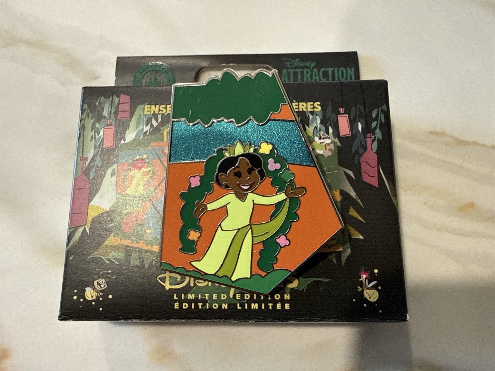 DISNEY DLR TIANA'S BAYOU ADVENTURE MAP PUZZLE MYSTERY PIN TIANA FLORAL ARCHWAY
