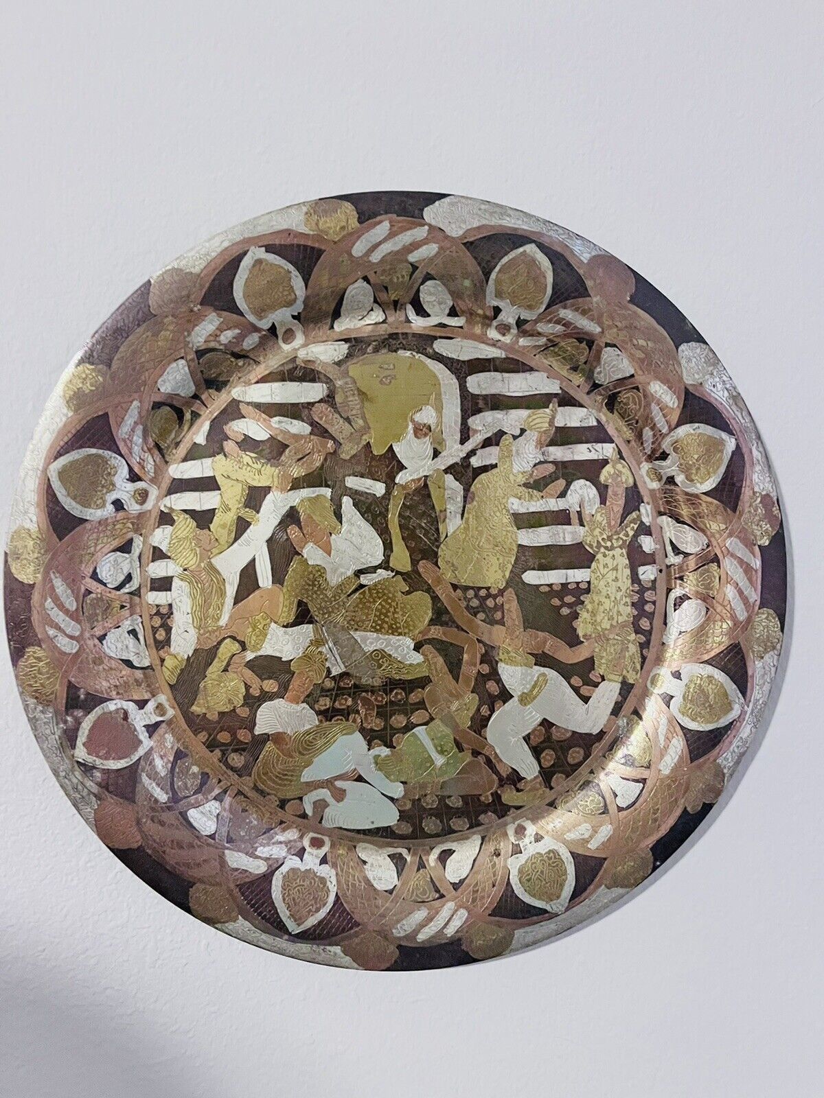 vintage metal artwork piece plate 