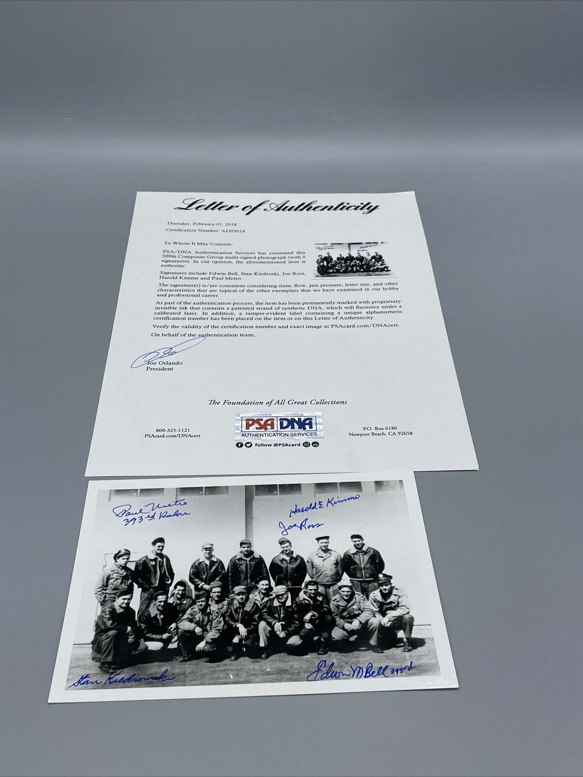 509th Composite Group 5x7 Photo Signed by (5) Bell Kiedrowski Metro PSA/DNA