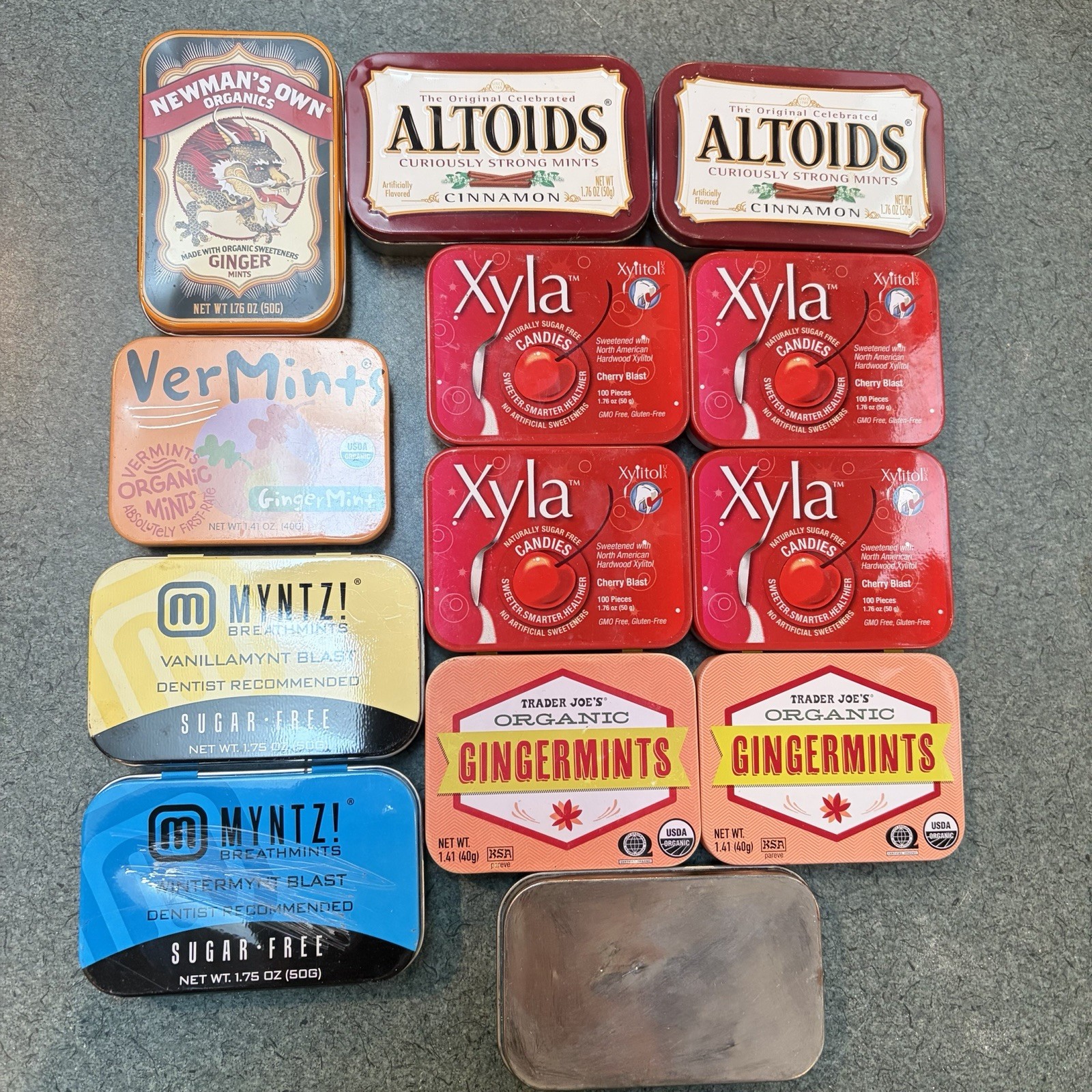 12 Empty Tins Altoids Cinnamon Newmans Myntz Trader Joes Vermints Ginger Xyla 12 Empty Tins Altoids Cinnamon Newmans Myntz Trader Joes Vermints Ginger Xyla