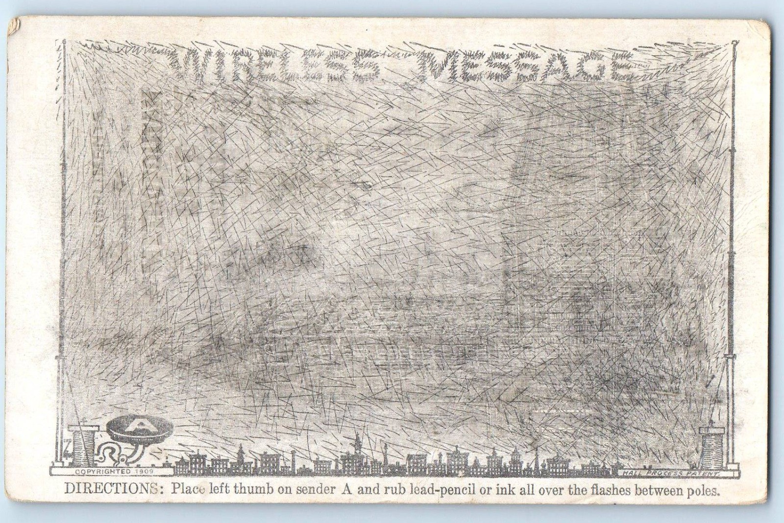 c1910\'s Wireless Message Novelty Place Left Thumb On Sender Direction Postcard