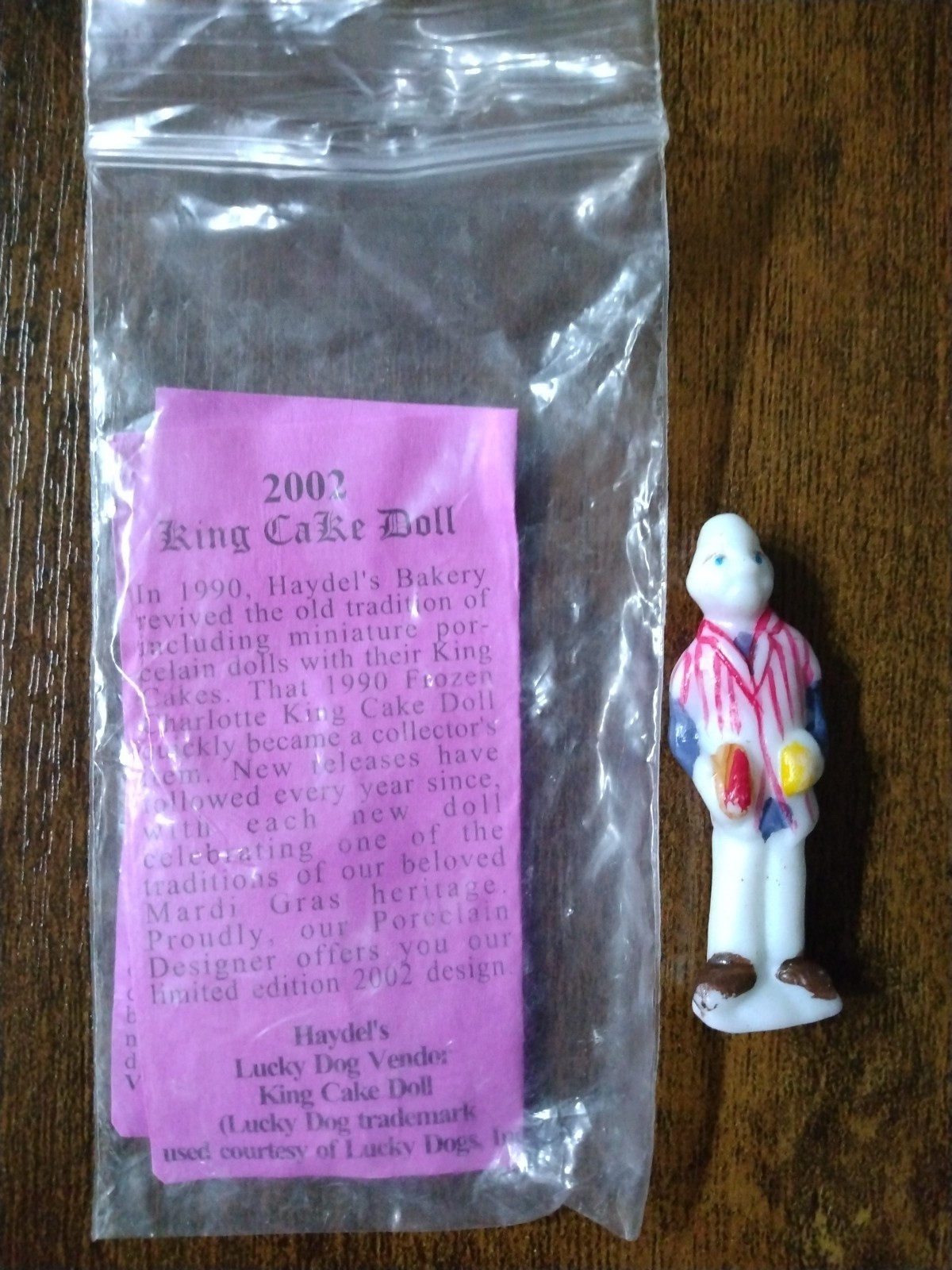 2002 Haydel's LUCKY DOG VENDOR King Cake Doll Mardi Gras New Orleans