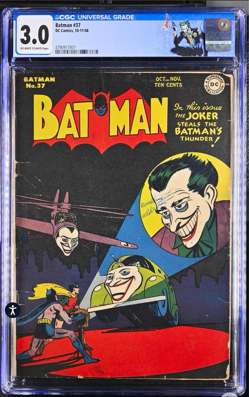 Batman #37 DC 1946 CGC 3.0 Jerry Robinson Cover Off-White to White