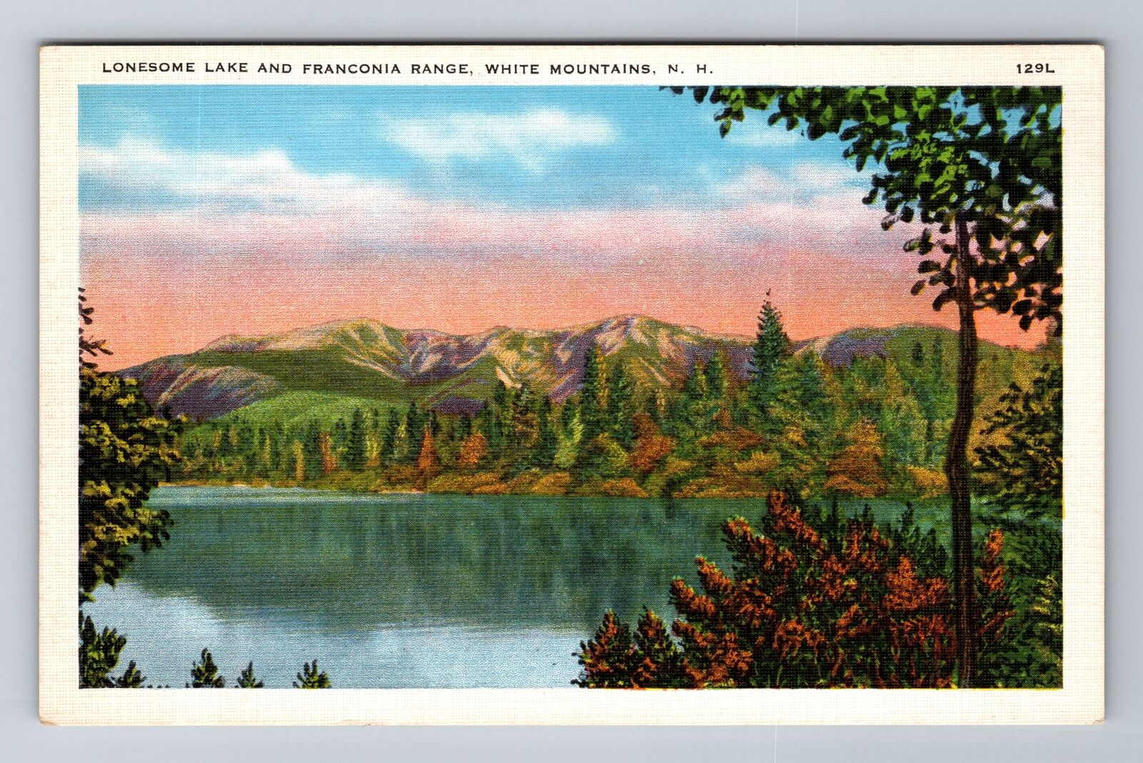 White Mountains NH-New Hampshire, Lonesome Lake Franconia Range Vintage Postcard