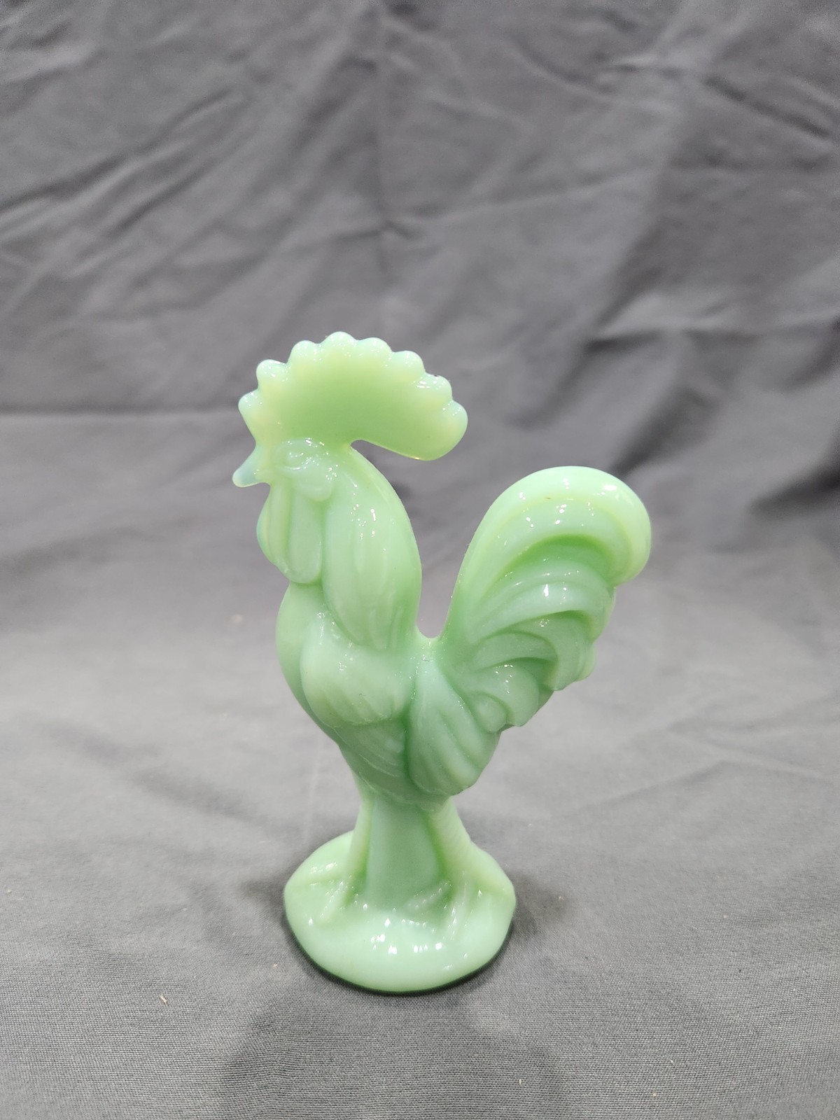 Mini Jadite Green Rooster Glass Figurine 4.5\