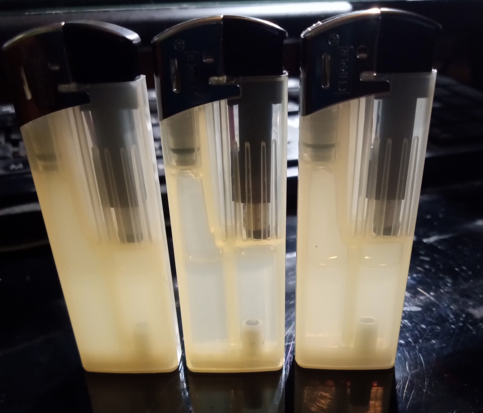 3 NEW Rare CLEAR Clipper Super Lighters All Prefilled & Refillable
