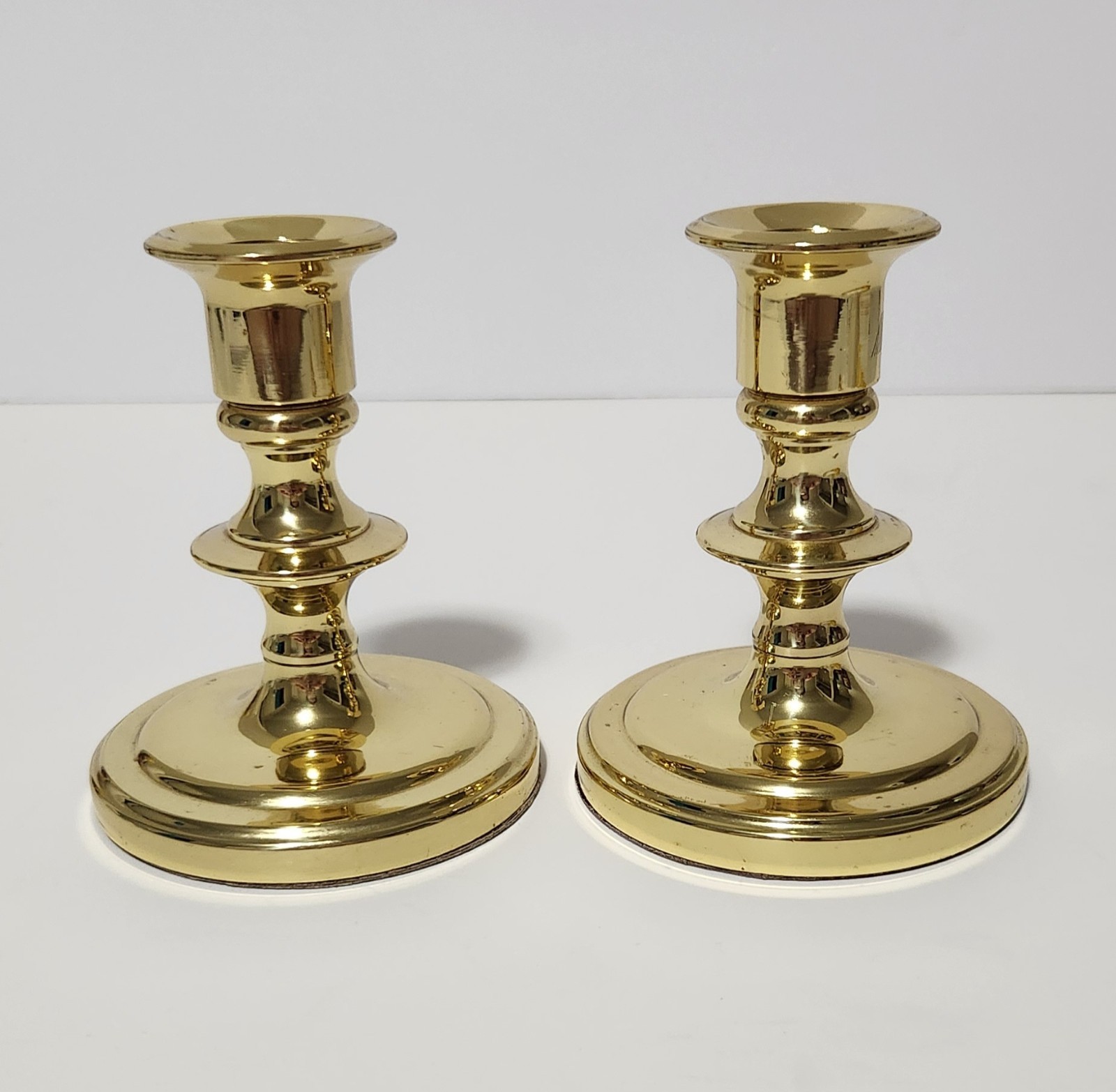 Vintage Baldwin Solid Brass Georgetown Gold Tone CandleStick Holders 4 Vintage Baldwin Solid Brass Georgetown Gold Tone CandleStick Holders 4