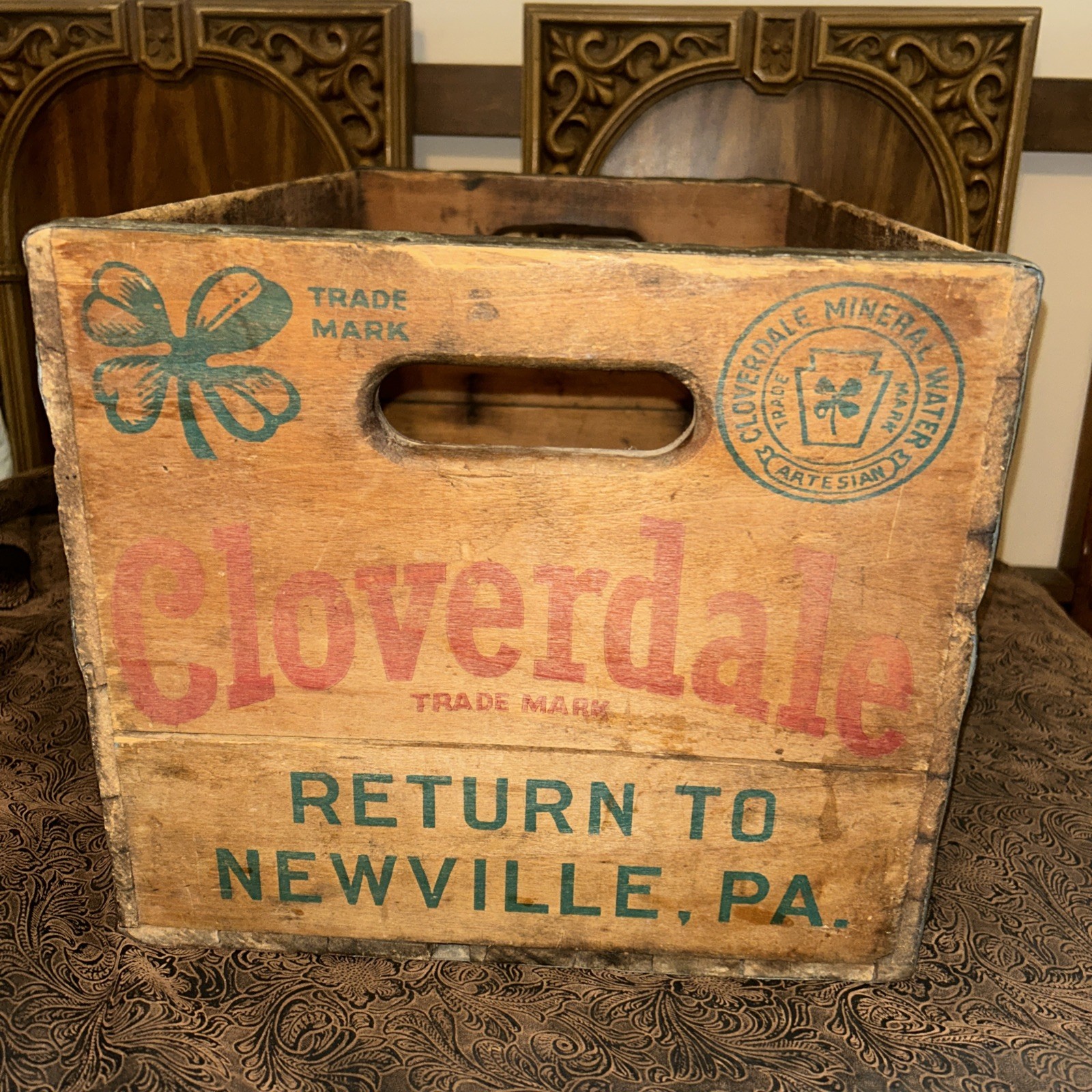 VTG Cloverdale Mineral Water Wood Advertising Crate Newville PA Baltimore USA