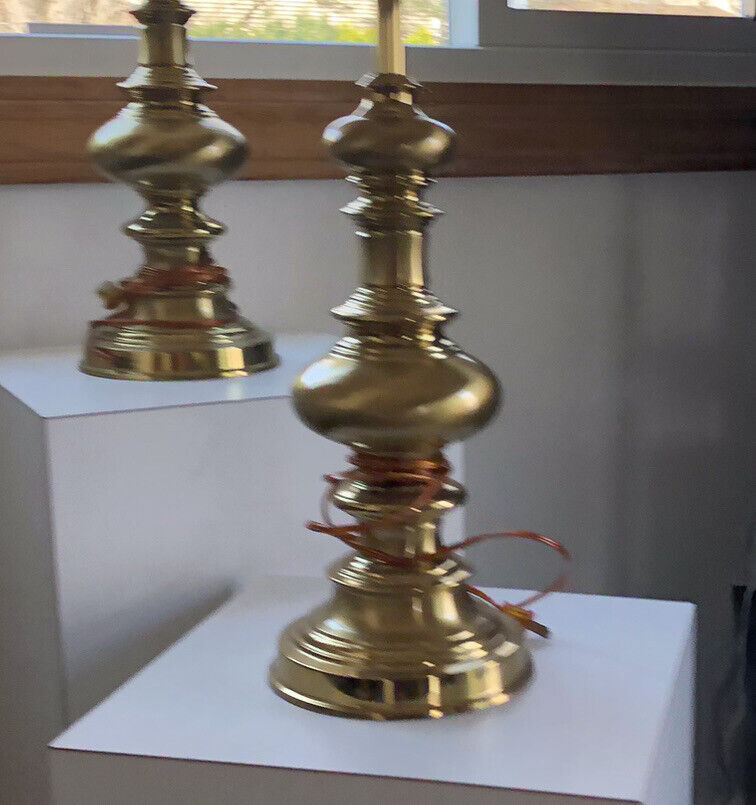 Mid Century Wescal antique vintage Stiffel table lamps pair brass