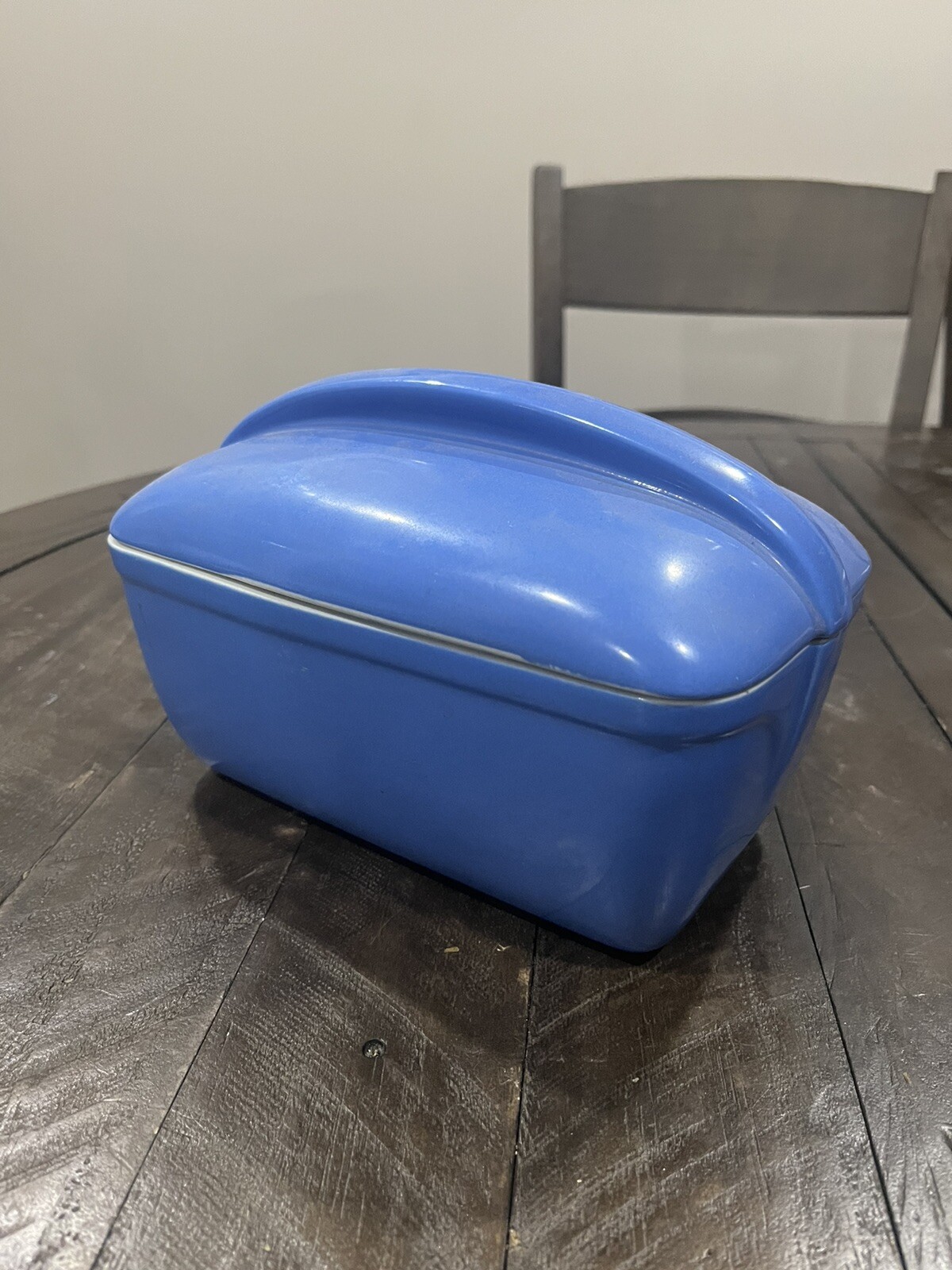 Hall Blue Ceramic Refrigerator Dish & Lid Vintage Art Deco 5014 for Westinghouse