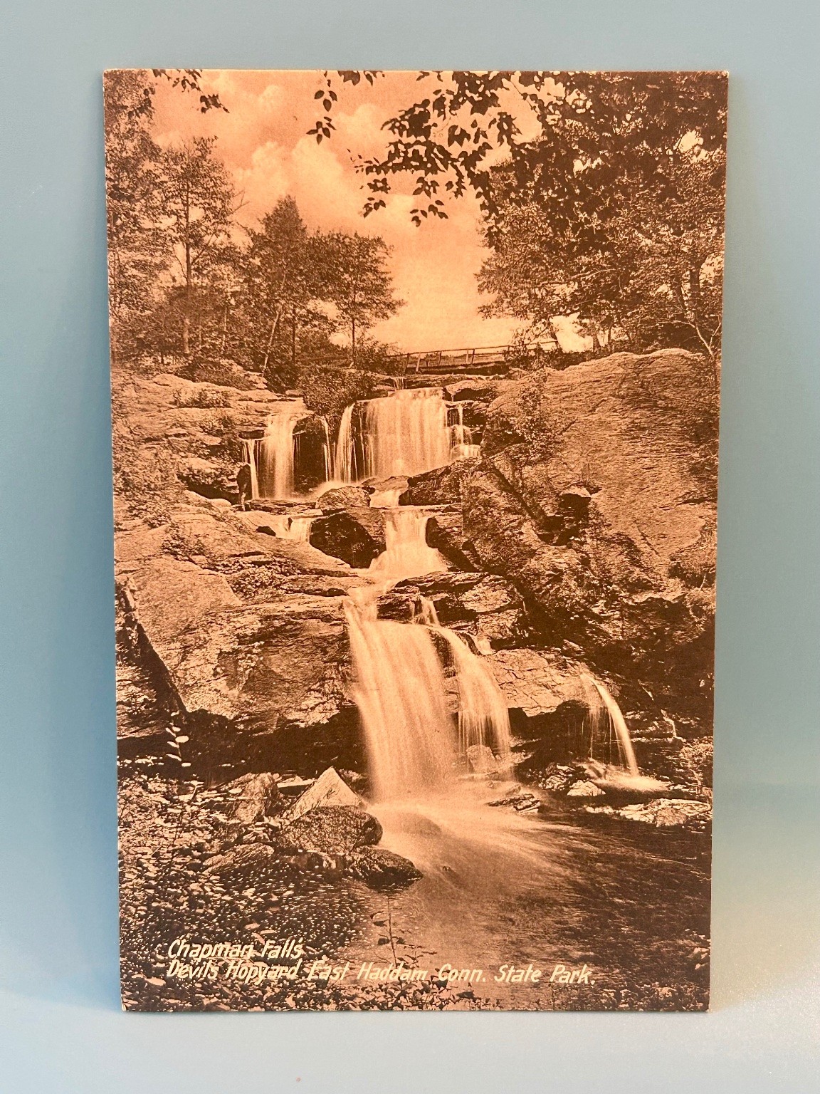 Chapman Falls Devil\'s Hopyard East Haddam CT RPPC Postcard Saxony c1910