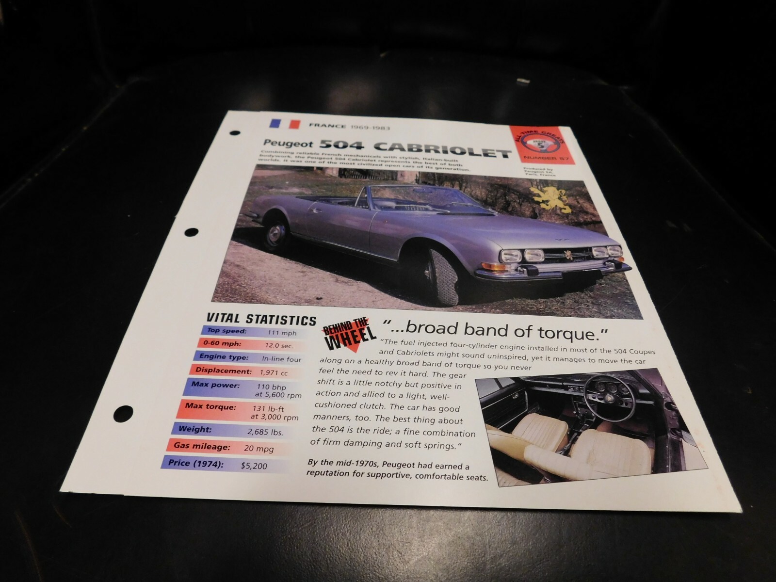 1969-1983 Peugeot 504 Cabriolet Spec Sheet Brochure Photo Poster 70 71 72 73 82 1969-1983 Peugeot 504 Cabriolet Spec Sheet Brochure Photo Poster 70 71 72 73 82