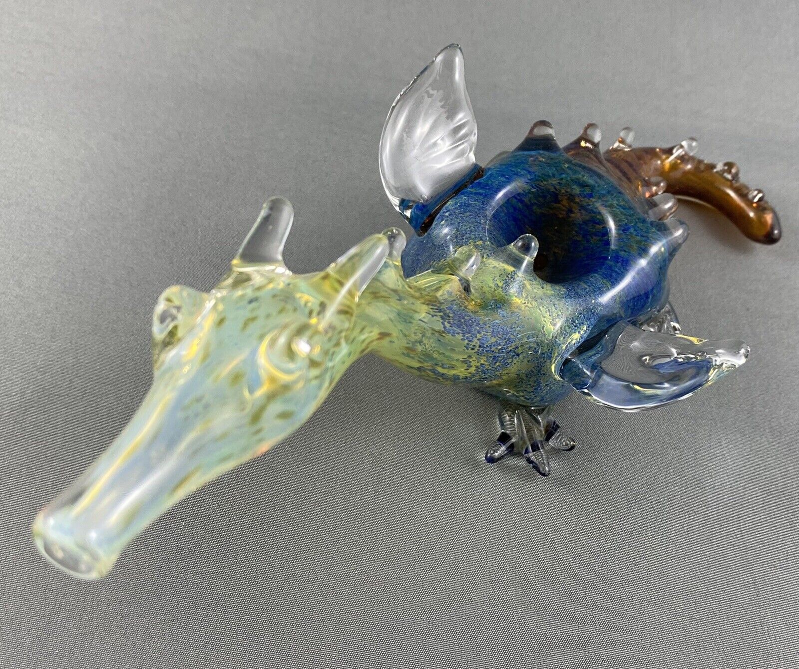 Heady Hand Blown Glass Dragon Pipe Smoking.  Unique pc.