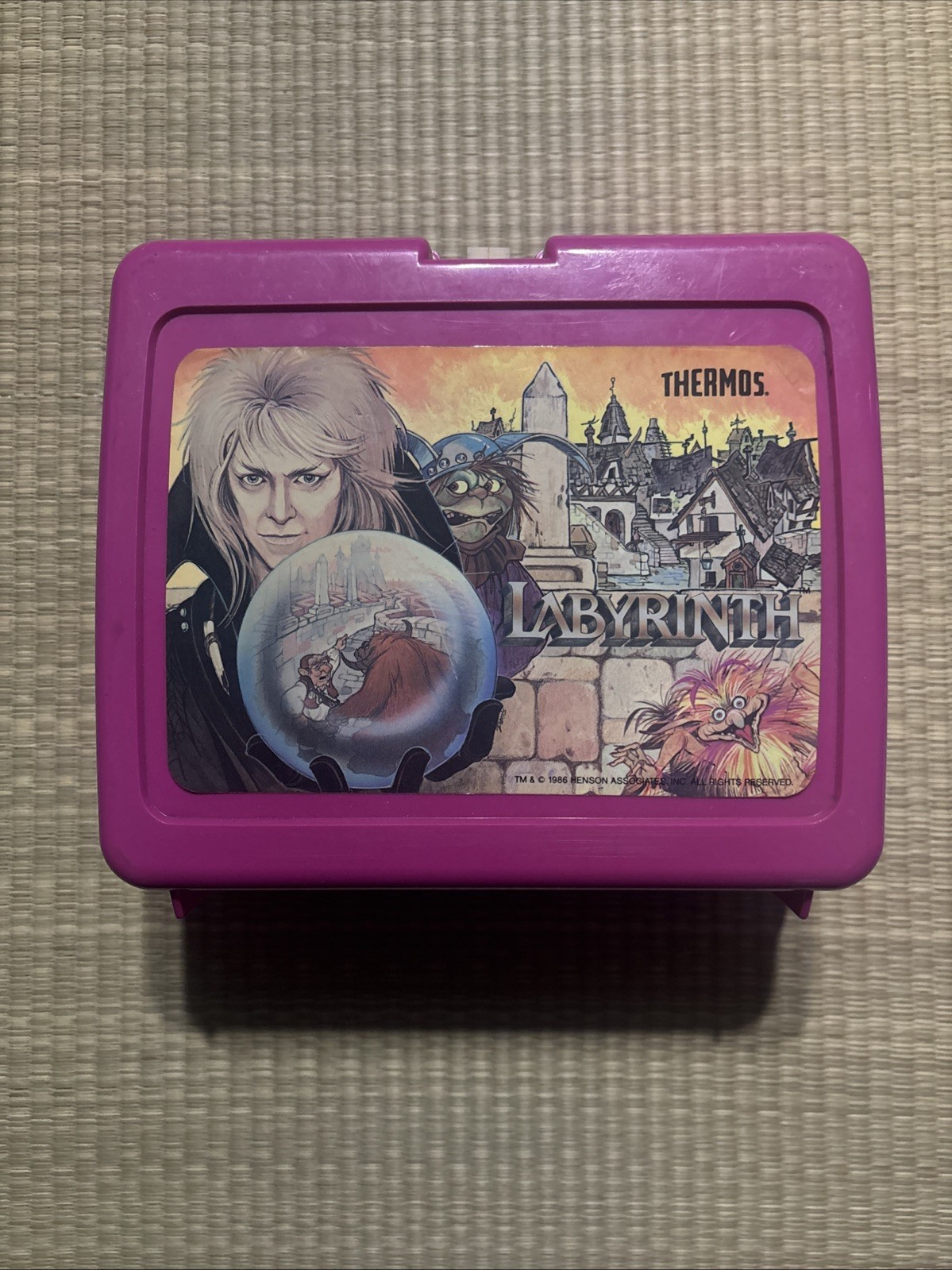 Labyrinth Thermos Plastic Lunchbox Vintage Henson 1986 Bowie Muppet RARE VTG HTF