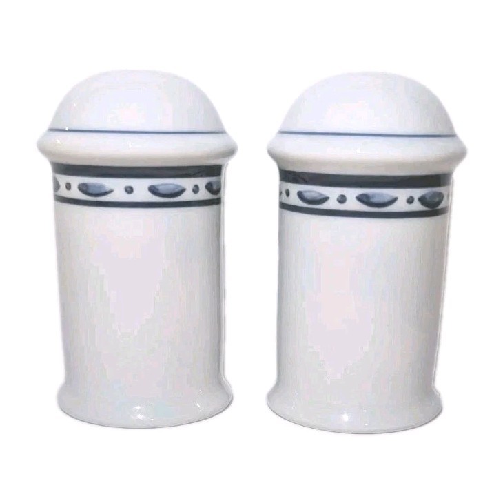 New Vtg Dansk Bistro Cafe Coordinates Salt Pepper Shakers Set 2003-2006 Blue Dot