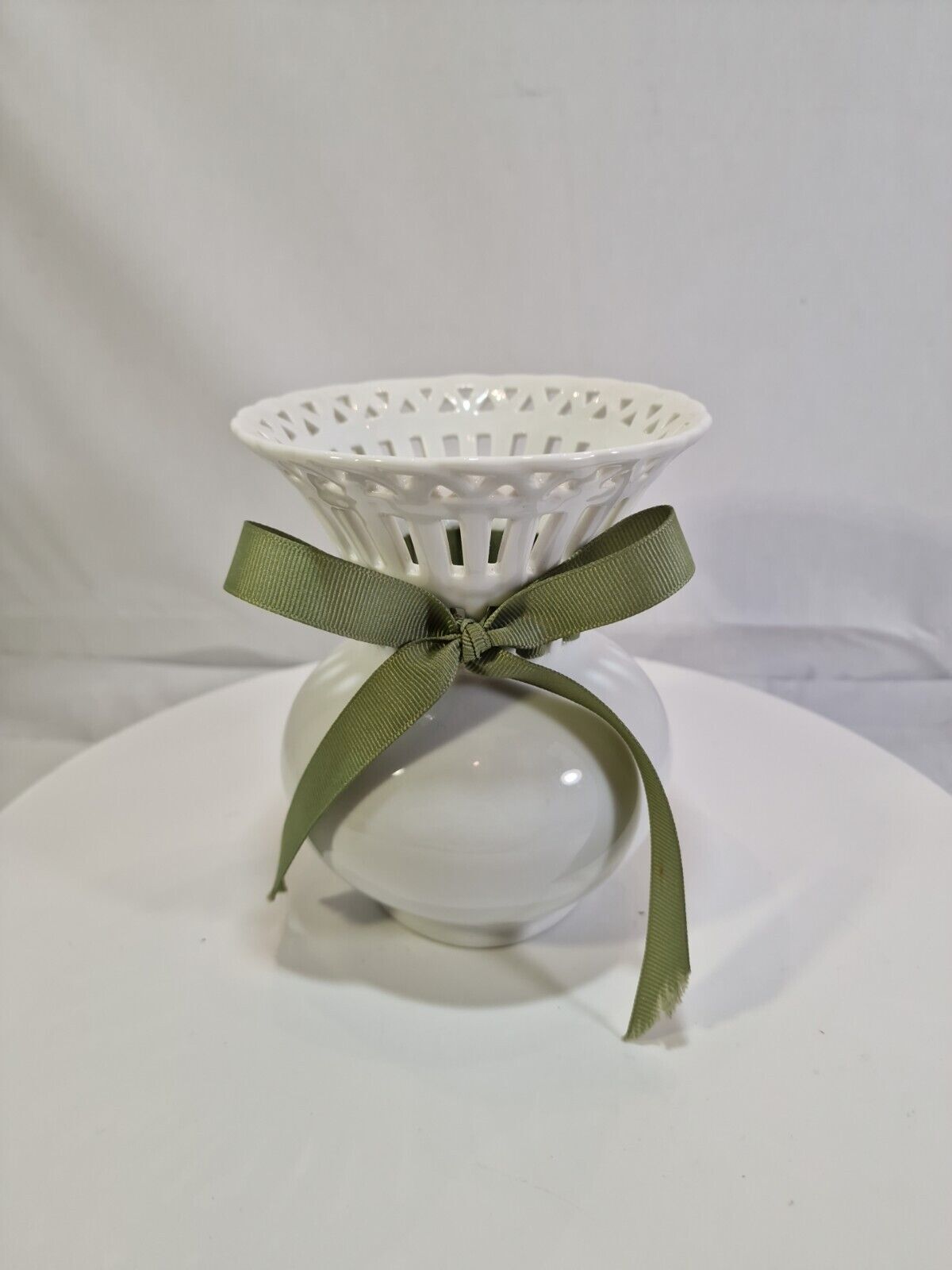 Two’s Company White Ceramic Reticulated Vase, C1