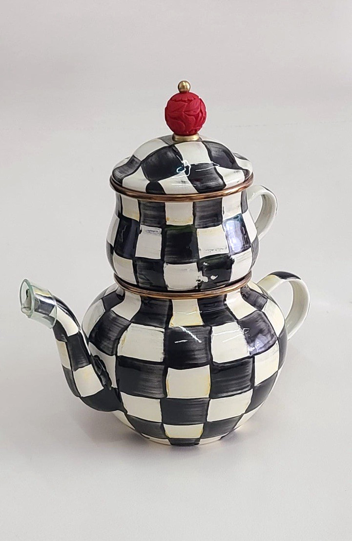 Mackenzie Childs Courtly Check High Tea Set