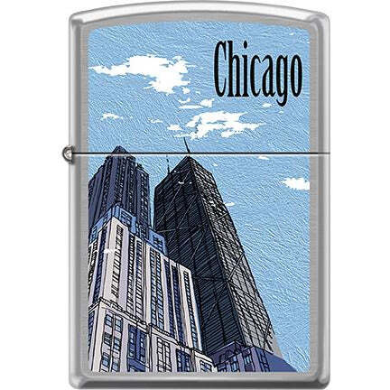 Zippo Windproof Metal Design Fire Lighter - Downtown Chicago Skyline