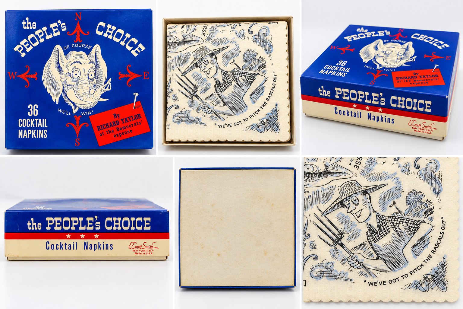 Vintage The People's Choice Richard Taylor 36 Cocktail Napkins Political Humor