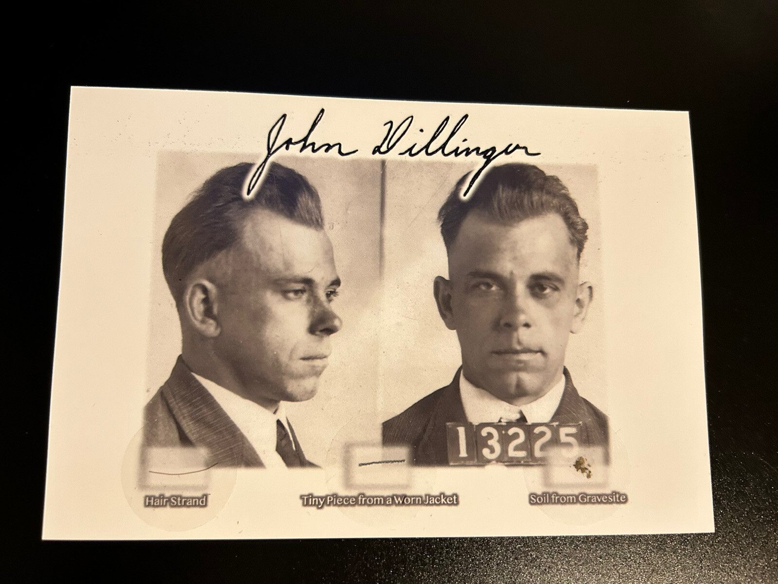 John Dillinger Hair Strand Worn and Soil Relic Collectible Mafia Gangster