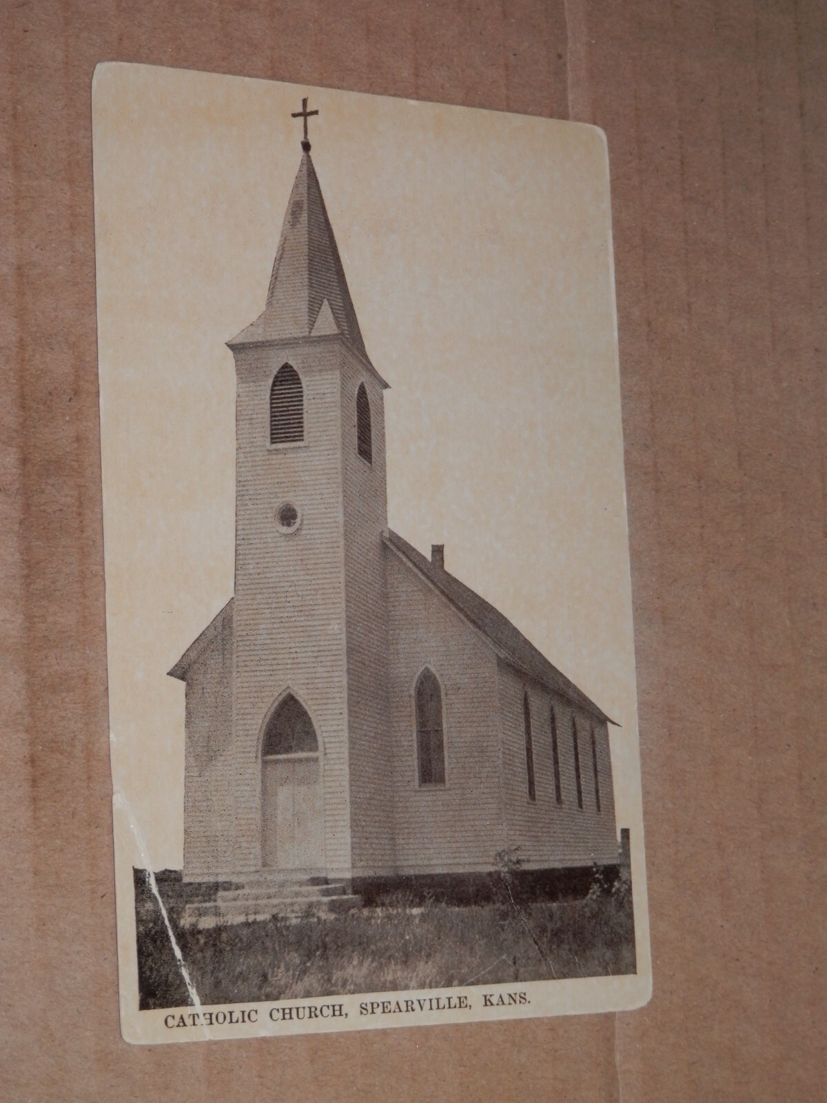 SPEARVILLE KANSAS - 1907-1915 ERA POSTCARD - CATHOLIC CHURCH