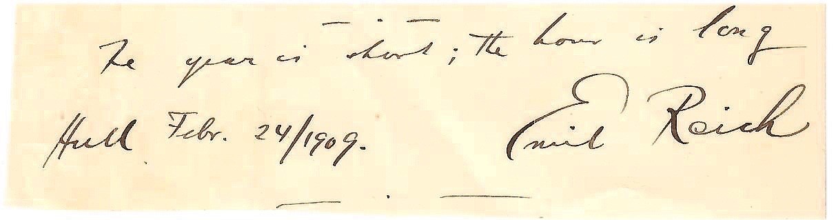 Emil Reich, Hungarian-born historian,philosophy, and geography author, Autograph Emil Reich, Hungarian-born historian,philosophy, and geography author, Autograph