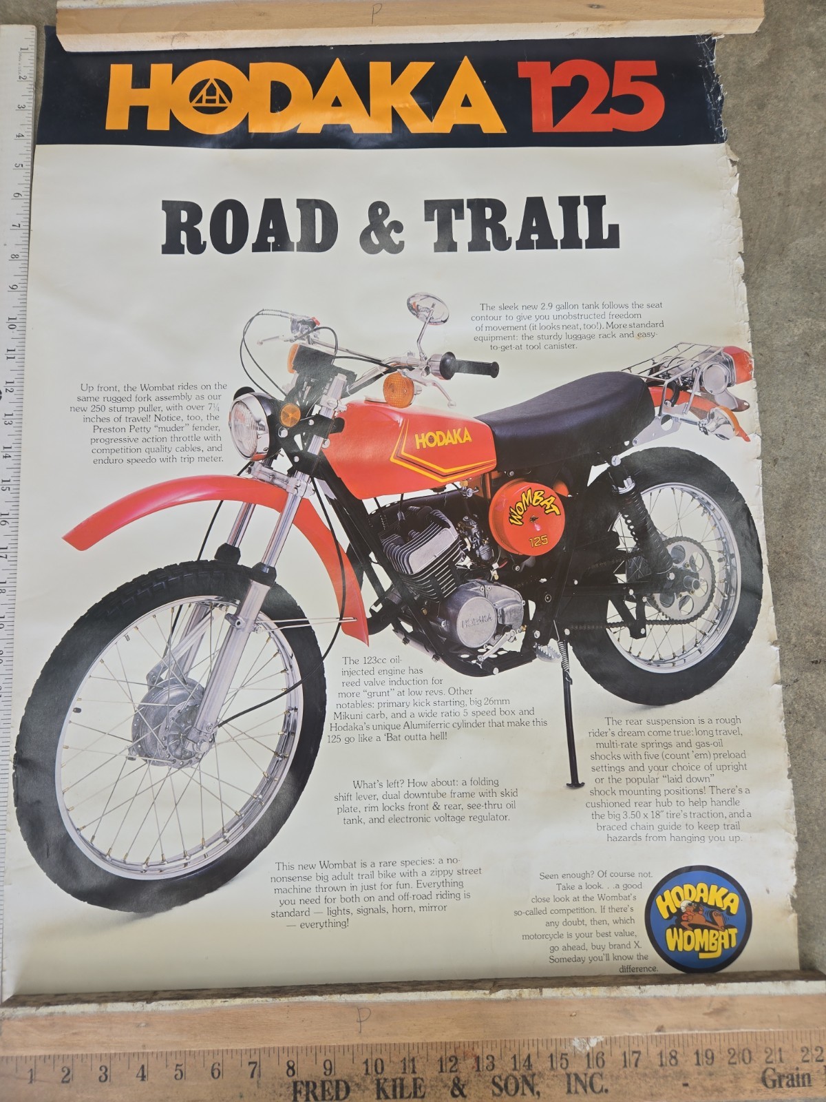 RARE DEALER HODAKA 100 Road & Trail  MOTORCYCLE POSTER 125 CYCLE 