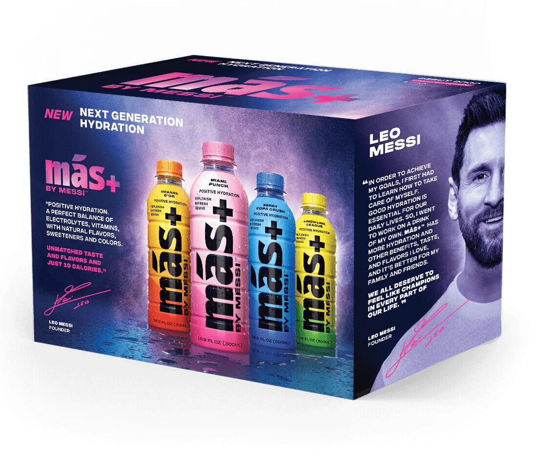 Más+ By Messi Commemorative Launch Pack PRE-SALE Limited Edition Drink