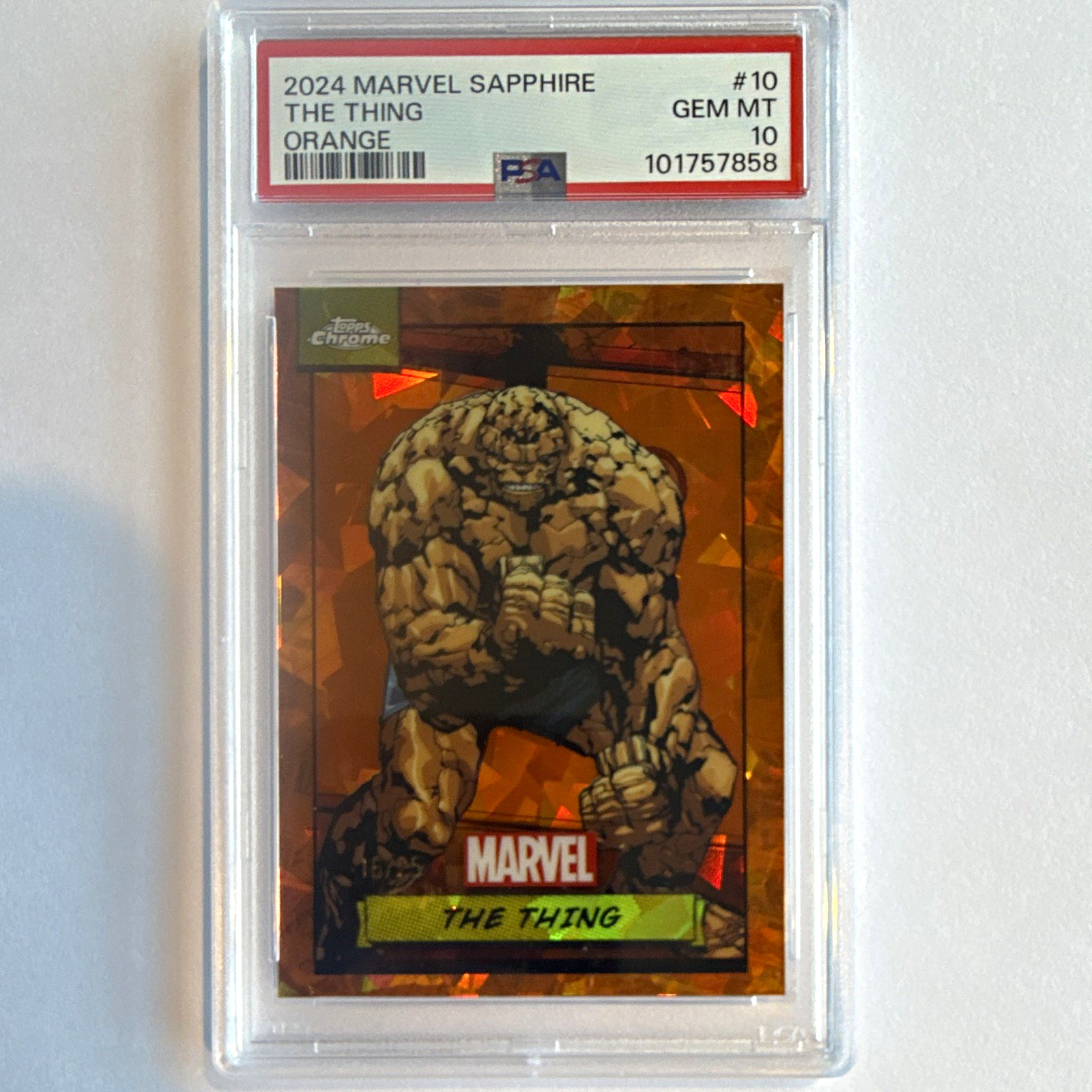 Topps 2024 Marvel Sapphire The Thing #10 Orange Parallel PSA 10