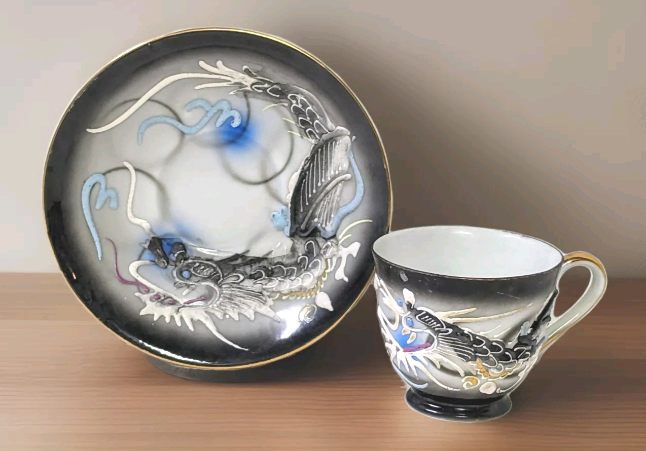 Vintage Victora Dragonware Moriage Dragon TeaCup Demitasse Espresso Size