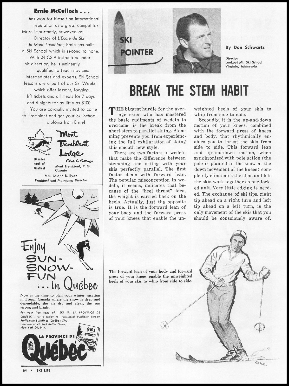 1959 Don Schwartz Photo Lookout Mt. Ski School Virginia MN Ski Article Print Ad