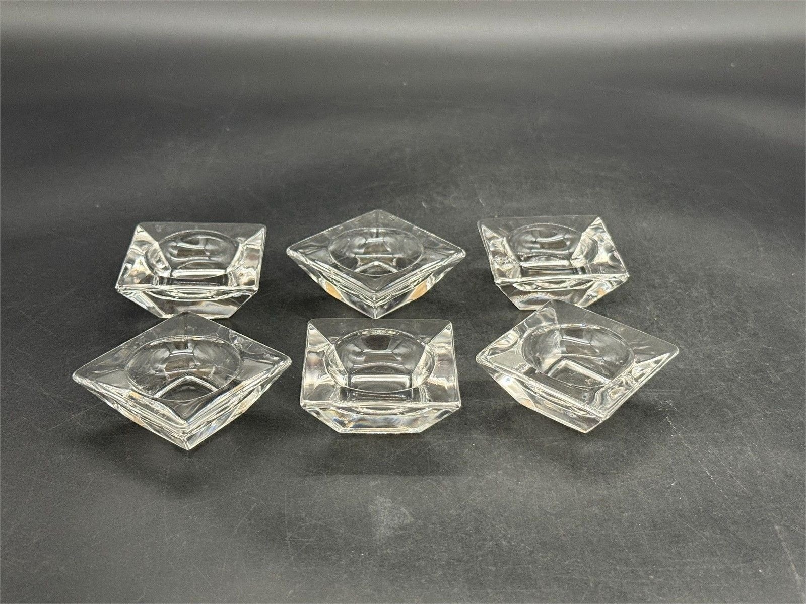 Orrefors Crystal Square Salt Cellar UV Glow