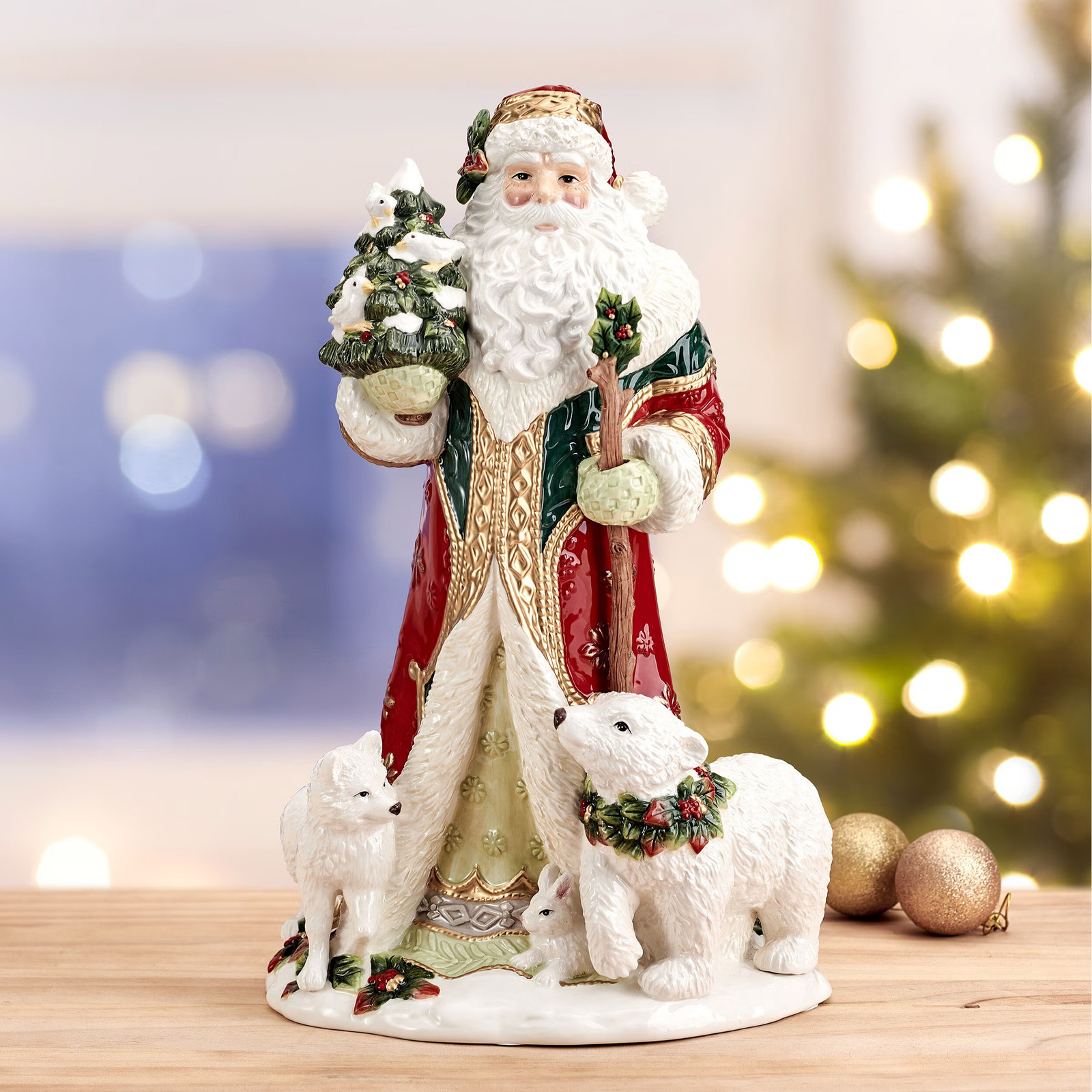Fitz & Floyd Woodland Holiday Santa Figurine