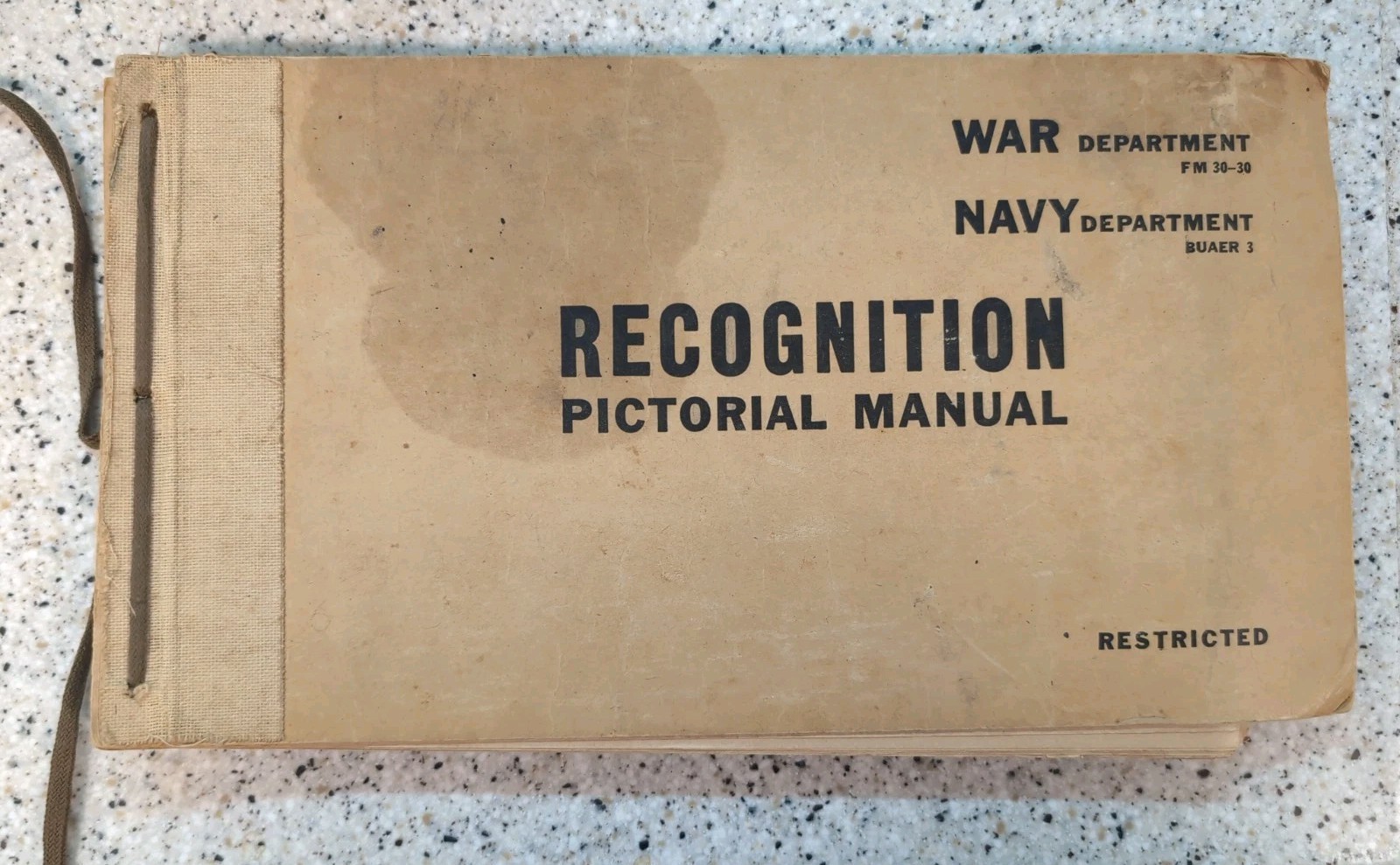 Vtg. 1943 WWII Aircraft Recognition Pictorial Manual War & Navy Dept. Restricted