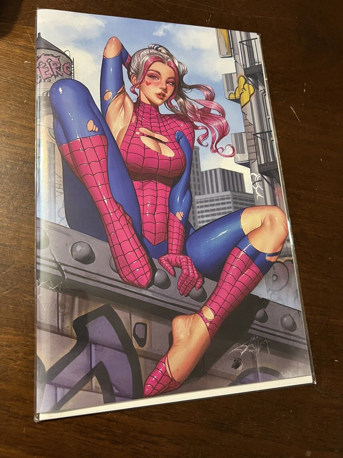 Miss meow Spider Girl Spider Gwen Virgin Comic Book Nm 🔥 Homage Dravacus LTD