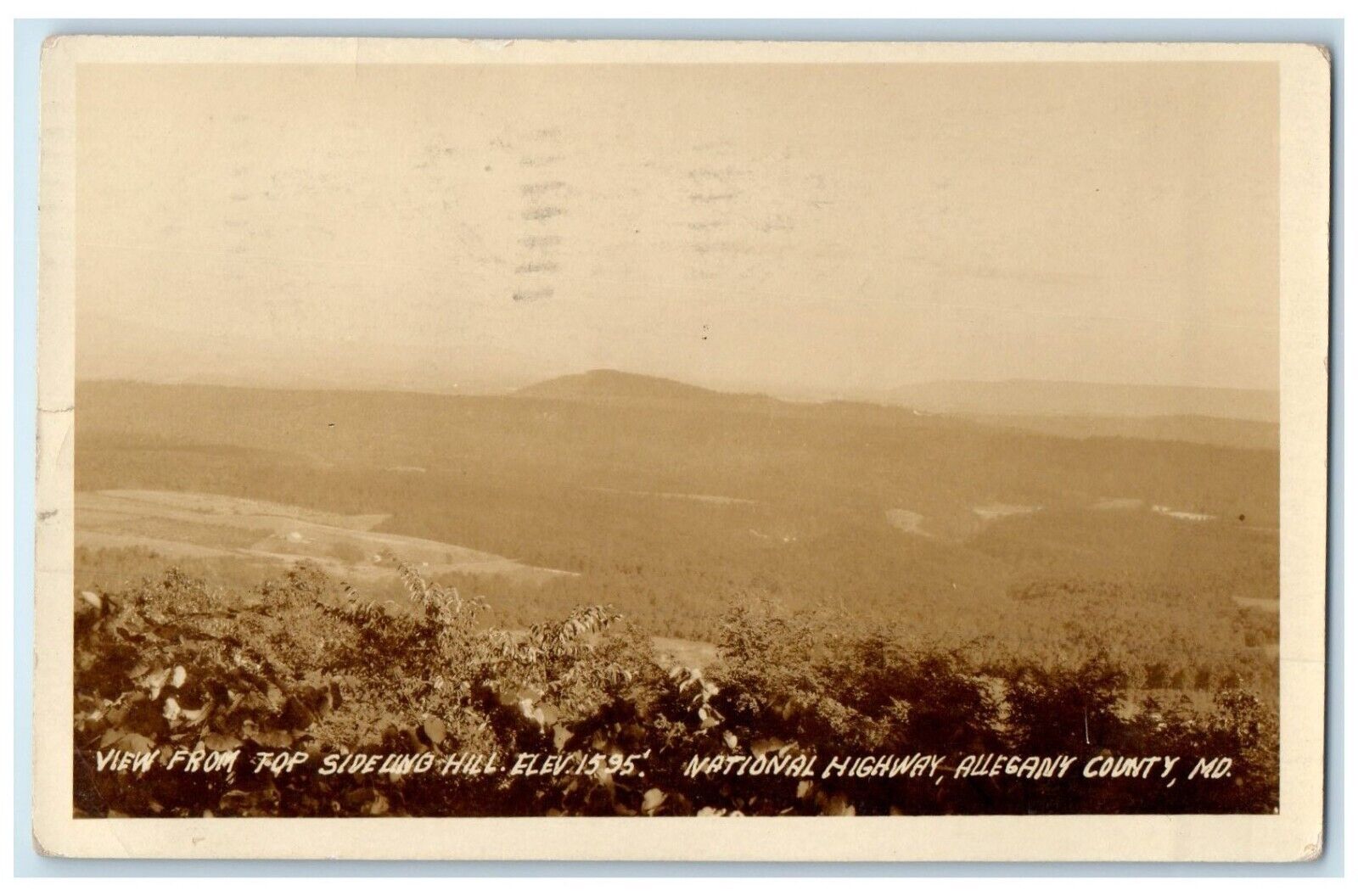 1942 View From Top Sideling Hill Alleghany County Maryland RPPC Photo Postcard