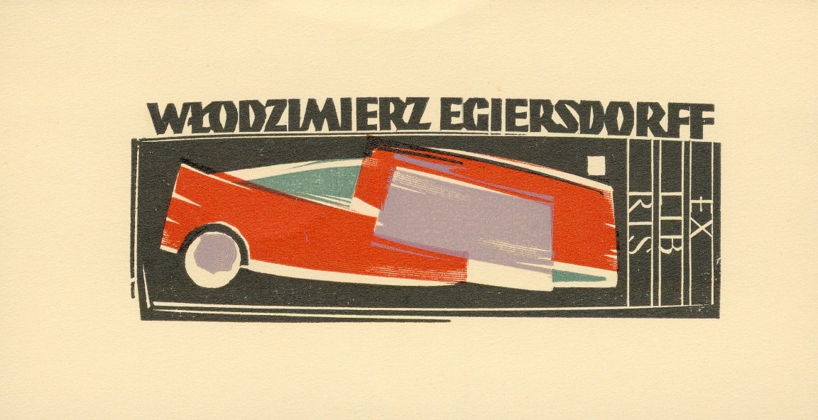 Vtg Bookplate Ex Libris Wlodzimierz Egiersdorff Red Abstract Car Art Y1867 Vtg Bookplate Ex Libris Wlodzimierz Egiersdorff Red Abstract Car Art Y1867