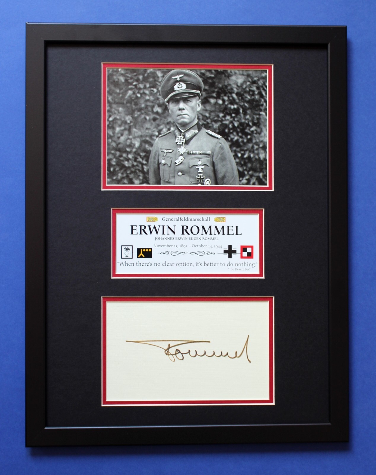 Erwin Rommel AUTOGRAPH ART *** memorabilia framed display (L/E) Erwin Rommel AUTOGRAPH ART *** memorabilia framed display (L/E)