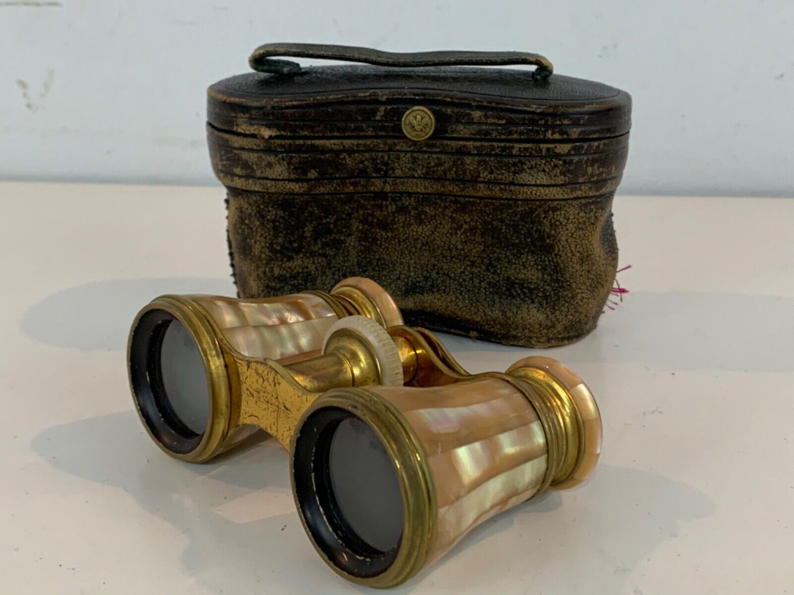 Vintage Lemaire of Paris Mother of Pearl French Binoculars with Bee Stamp Case