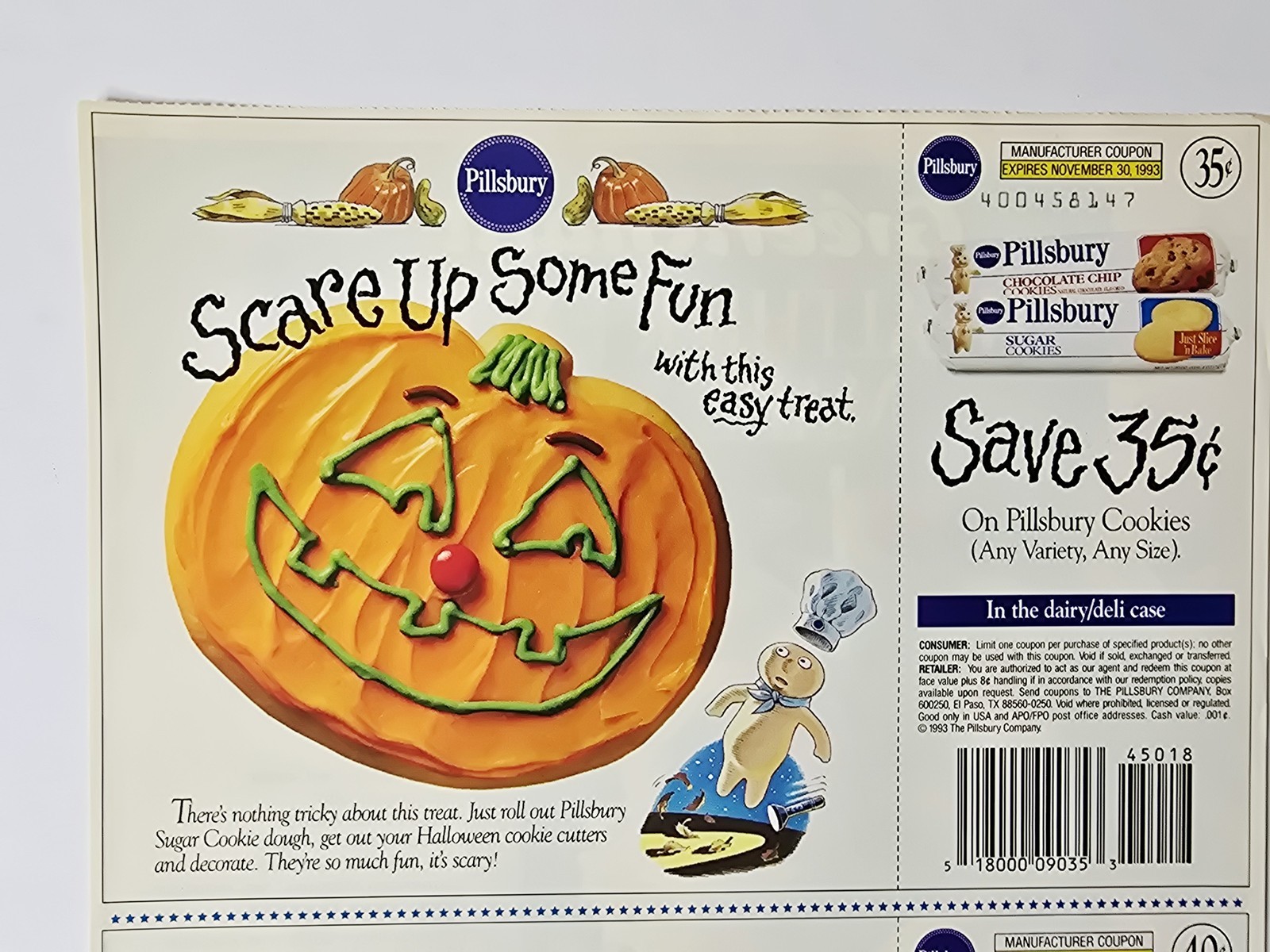 Pillsbury 1993 Halloween Jack O Lantern Cookie Vintage Advertising Sheet