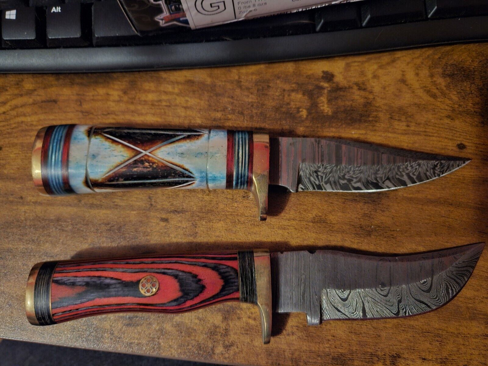 2 Handmade Demarcus Steel Fixed Blade Knifes Hunting Skinner 