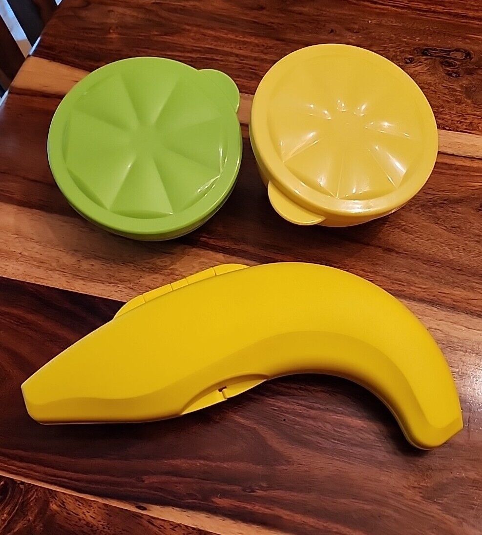 Tupperware Forget-Me-Not Fruit Storage Container, Banana & Citrus, Set Of 3