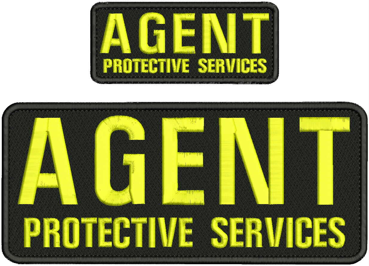 AGENT P SERVICES EMBROIDERY PATCH 4X10 AND 2X5 HOOK ON BACK YELLOW ON BLACK