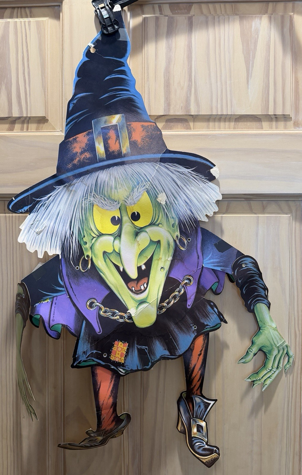Vtg 1980 The Beistle Company Witch Goblin Die Cut Halloween Decoration 28”