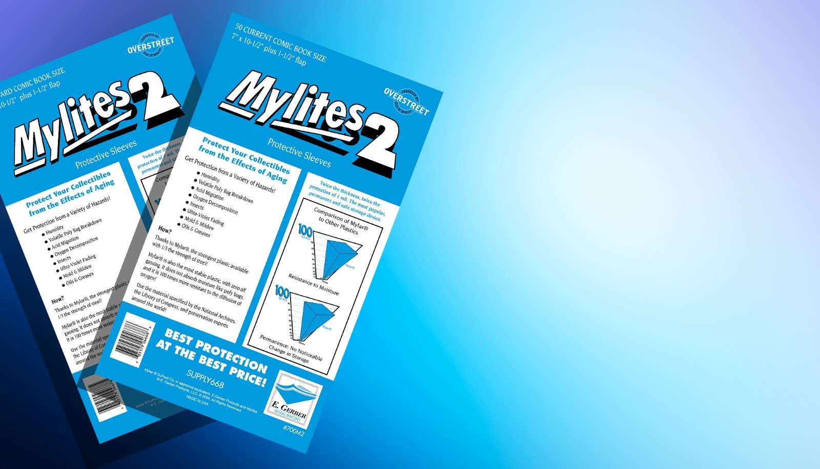 50 - E. Gerber Standard Comic Mylites 2 & 35 PT Full-Backs 725M2 700FB Mylite2